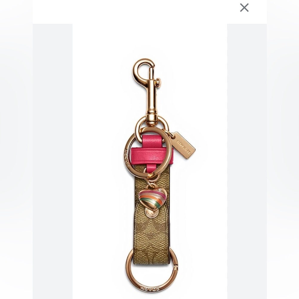 Coach Gold Keychain with Pink Accent